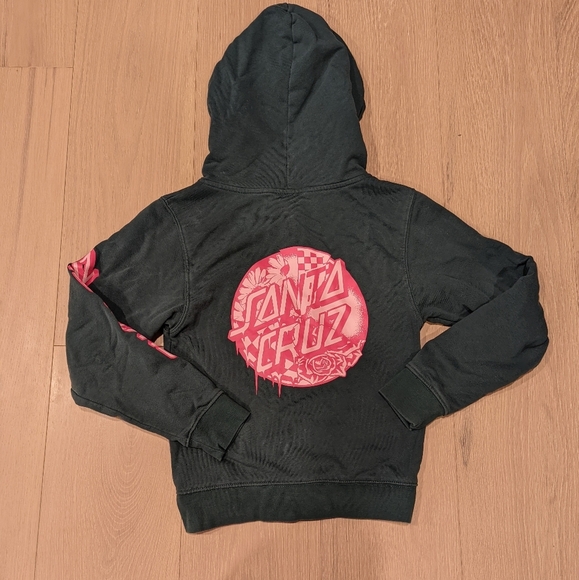 Santa Cruz Skateboards Kids Hoodie - Green with Pink Accents - Picture 4 of 7